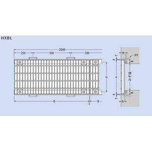 カネソウ　スチール製グレーチング　T25-HXBL-83550　(本体のみ)　※受枠別売り　P100×350×995×50　ノン..