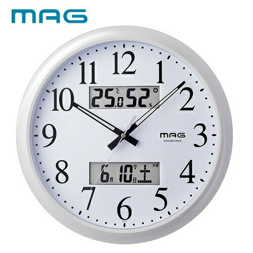 Watches - ノア精密 電波時計 MAG掛時計 ダブルリンク(ホワイト) W-711-WH 温度湿度表示付き 新生活応援 ギフト プレゼント 贈り物 贈答品 贈答用 お祝い お返し お礼