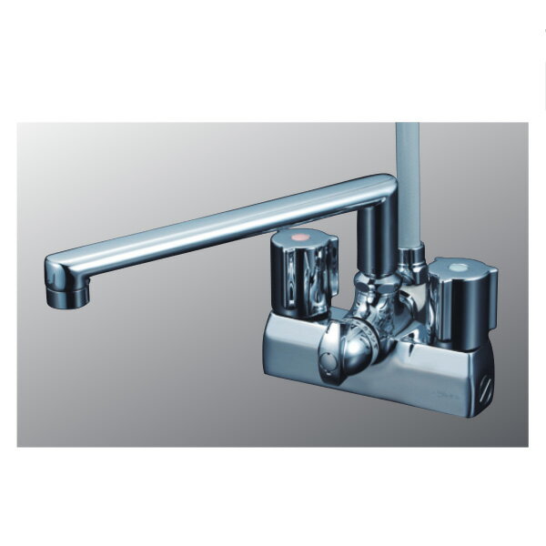 KVK（ケーブイケー）　KF205ZGN 寒冷地用　デッキ形一時止水付2ハンドルシャワー（240mmパイプ付）