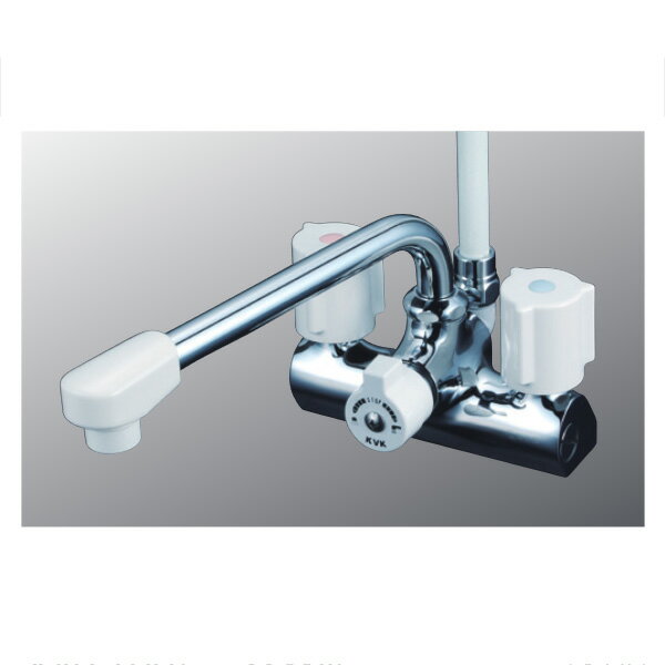 KVK（ケーブイケー）　KF206ZN 寒冷地用　デッキ形一時止水付2ハンドルシャワー（220mmパイプ付）