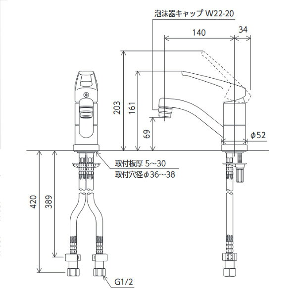 KVK（ケーブイケー）　KM7011ZT 寒冷地用　シングル混合栓