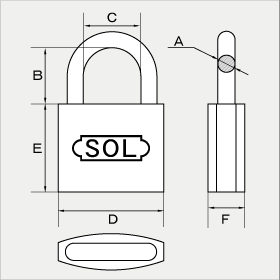SOL HARD (ソールハード)　No.2500　シリンダー南京錠　50mm　普通品　単品