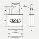 SOL HARD (ソールハード)　No.2500　シリンダー南京錠　30mm　同一鍵 1箱(12個入) 3