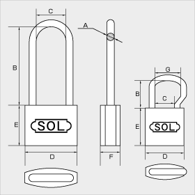 SOL HARD (ソールハード)　No.2500　シリンダー南京錠　ツル長　20mm　同一鍵　単品