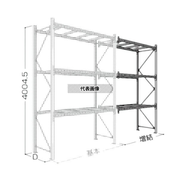 日本ファイリング パレットラック 40H-3段(積載重量1t/段) P6-40X23A10-3B 増結・連結1連3段 [送料別途お見積り]