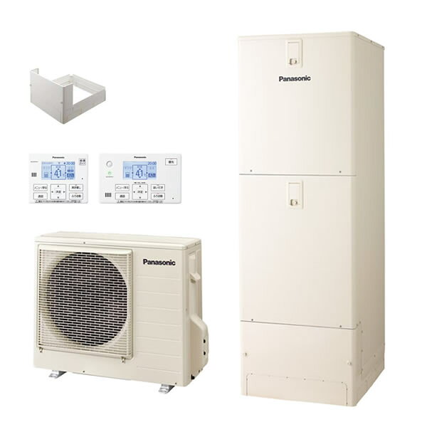 商品の特徴 パナソニック(Panasonic)　S シリーズ　自然冷媒ヒートポンプ給湯機　高圧フルオート スタンダードクラス 370L (3～5人用)脚部カバー　リモコン付き　HE-S37LQS　HE-S37LQ・HE-PS45Lセット ●日射量予報と連携し沸き上げる「スマートソーラーチャージ」 ●「うっかりアシスト」で、お湯はり時の浴そう栓の閉め忘れを早期にお知らせ ●年間給湯保温効率(JIS)：スタンダードクラスで3.5を実現 製品仕様 ■システム仕様 ●適用電力制度：時間帯別電灯/季節別時間帯別電灯対応、通電制御型★1 ●相数/定格電圧：単相200V ●定格周波数：50/60Hz ●最大電流：16A ●沸き上げ温度範囲★2：約65～約90℃ ●区分名(2025年目標年度省エネ基準)★：E ●給水器具登録番号★4：W035-20020-119 ■貯湯ユニット仕様 ●品番：HE-S37LQ ●タイプ：フルオートタイプ ●設置場所：屋外設置用 ●タンク容量：370L ●水側最高使用圧力(減圧弁設定圧力)：220kPa(180kPa) ●外形寸法(高さ×幅×奥行)：1810×600×680mm ●質量(満水時)：64kg(434kg) ■ヒートポンプユニット仕様 ●品番：HE-PS45L ●外形寸法(高さ×幅×奥行)：672×799★5×299★6mm ●質量：41kg ●加熱能力/中間期標準★7：4.5kW ●加熱能力/冬期高温★8：4.5kW ●消費電力/中間期標準★7：0.93kW ●消費電力/冬期高温★8：1.5kW ●運転音(中間期/冬期)★9：50dB/55dB ★1：適用電力制度、通電制御割引対象については電気料金プランによって異なりますので、ご契約の電力会社にお問合せ下さい。 ★2：ヒートポンプユニットで沸き上げる温度です。タンク内の湯温は配管の放熱などにより低くなります。 ★3：カタログ記載の省エネ法トップランナー基準の対象機器について〈2025年目標年度省エネ基準について〉の区分をご覧ください。 ★4：(財)電気安全環境研究所 ★5：配管カバーを含んだ幅:867mm ★6：吹出グリルを含んだ奥行:332mm ★7：中間期：外気温(乾球温度/湿球温度)16℃/12℃ 水温17℃ 沸き上げ温度65℃ ★8：冬期高温：外気温(乾球温度/湿球温度)7℃/6℃ 水温9℃ 沸き上げ温度90℃ ★9：中間期：外気温(乾球温度/湿球温度)16℃/12℃ 水温17℃ 沸き上げ温度65℃、冬期高温：外気温(乾球温度/湿球温度)7℃/6℃ 水温9℃ 沸き上げ温度90℃