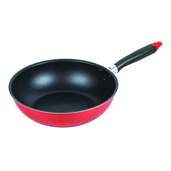 ニューフォア ふっ素加工IH対応いため鍋28cm | ニューフォア いため鍋 IH対応 ふっ素加工 プロステ フッ素加工 IH対応いため鍋 レッド 大きめ フライパン 炒め鍋 便利 アルミ製 ガス火対応 お手入れ簡単 赤