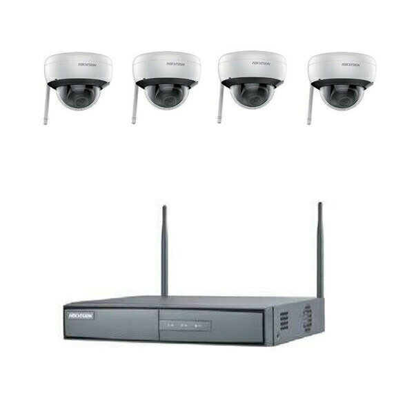 HIKVISION(ハイクビジョン) 500万画素 2MP Wifi ドームカメラ4台+2TBレコーダーセット NK42W1H-2T 無線 セキュリティ 監視カメラセット 防犯対策 工場 ビル 事務所 防犯カメラセット 監視カメラ レコーダー【在庫有り】