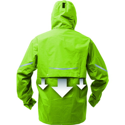 ■TRUSCO ベンチレーション(通気口)付レインスーツ ライム 4L TRW360844L(8564334)