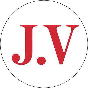 つくし工房 安全標識 860 『J.V』 ヘルメット用ステッカー 白地/赤文字 φ45