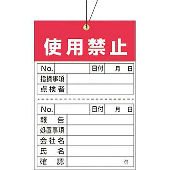 つくし工房 安全標識 879-A 『使用禁止』 ガスボンベ標識 空充式ステッカー 針金付荷札・ミシン目入り 150×100mm 合成紙