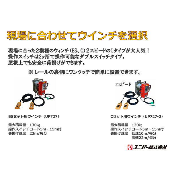 ユニパー　ソーラーリフト　ショートレール標準セット　Cセット3階用　最大積載量:...