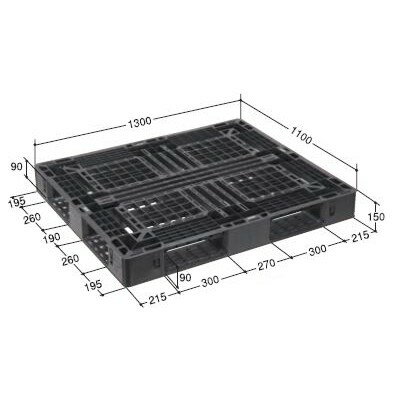 日本プラパレット パレット フック付（8箇所） EXA-1311 ブラック [法人限定]