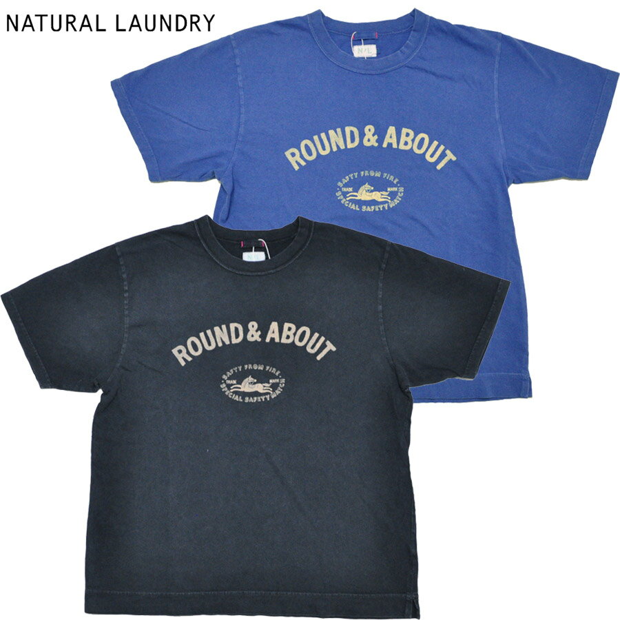 樂天商城 - NATURAL LAUNDRY ナチュラルランドリー Tシャツ 硫化染め天竺 半袖ランダバウトプリントTシャツ 7262C-017 レディース