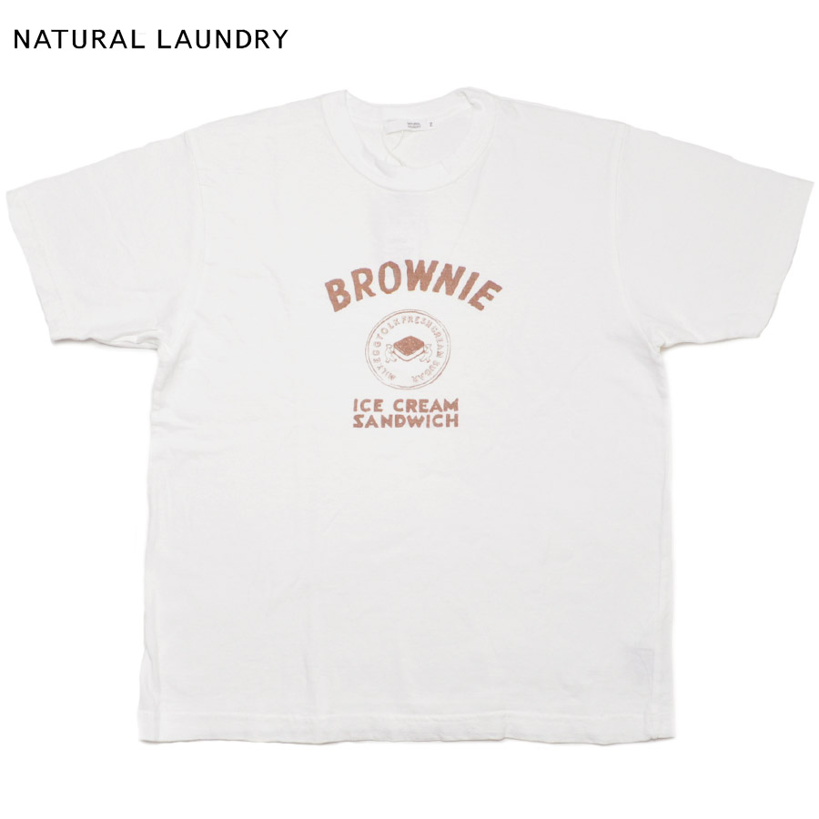 樂天商城 - NATURAL LAUNDRY ナチュラルランドリー Tシャツ シャンカール ブラウニープリント半袖Tシャツ 7262C-025 サイズ2 Mサイズ レディース