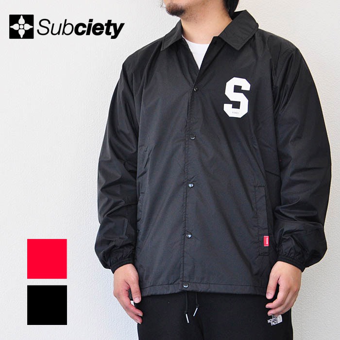 SUBCIETY サブサエティ コーチジャケット COACH JKT-Junior- メンズ ストリート 黒/赤 S-XL サブサエティー 107-62299