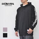 ダブルスティール DOUBLE STEAL パーカー LINE PRINT SWEAT PARKER ラインプリントパーカー メンズ ブラック/ピンク ロゴ 984-69003