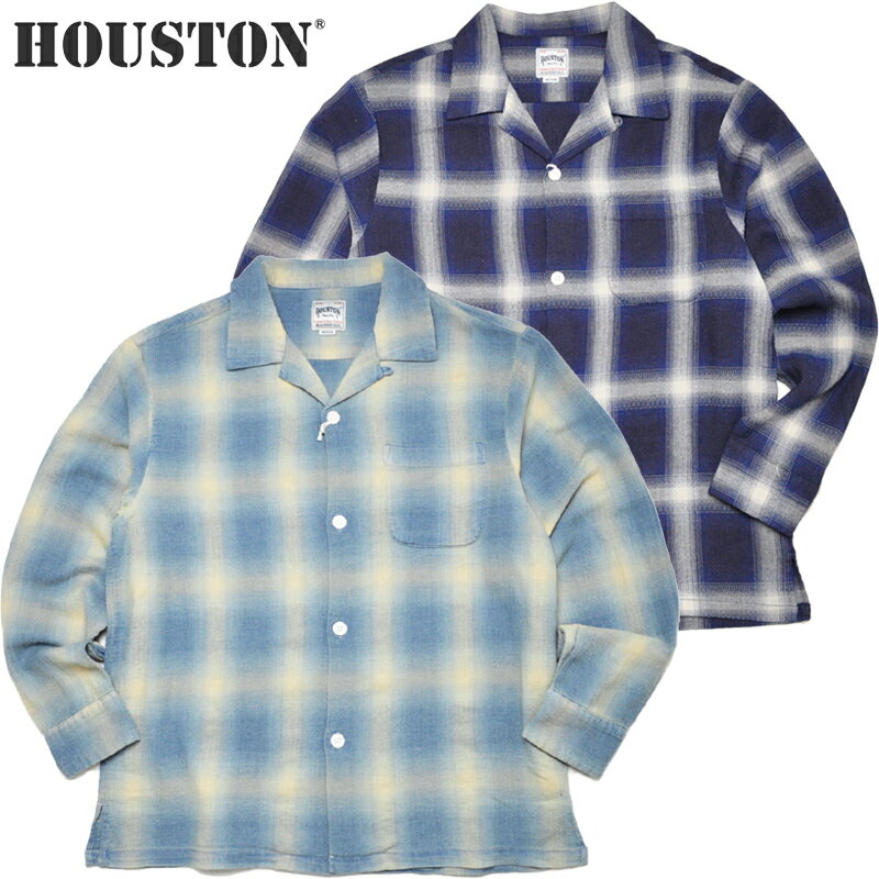 HOUSTON ヒューストン シャツ 41272 INDIGO HB OMBRE CHECK L/S SHIRT インディゴヘリンボーンオンブレーチェック