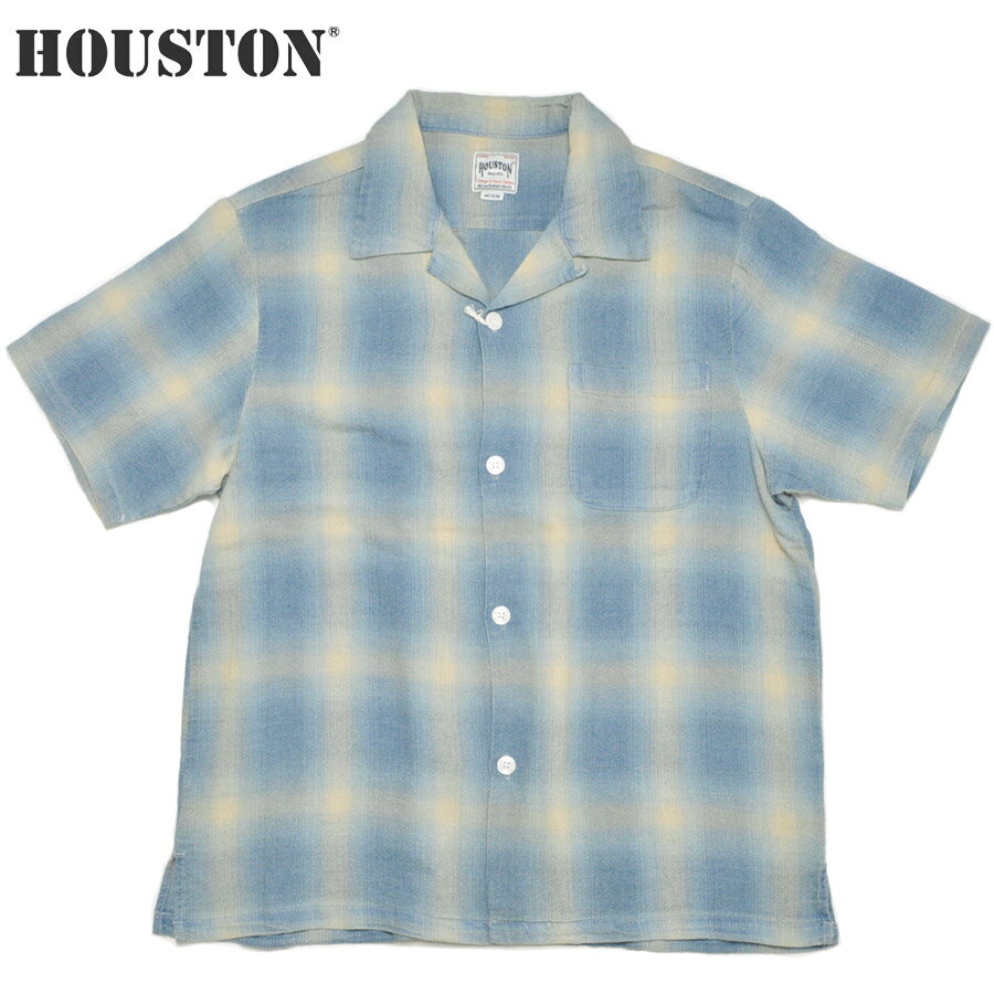 樂天商城 - HOUSTON ヒューストン シャツ 41273 INDIGO HB OMBRE CHECK S/S SHIRT インディゴヘリンボーンオンブレーチェック