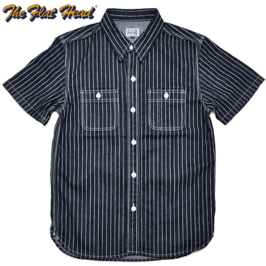 樂天商城 - THE FLAT HEAD フラットヘッド シャツ 10oz デニム ウォバッシュ 半袖ワークシャツ FN-SDK-702S