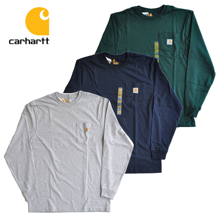 カーハート ロンT Long Sleeve Workwear Pocket T-Shirt 長袖 Tシャツ 白 黒 紺 グレー ポケット メンズ ロゴ K126 carhartt