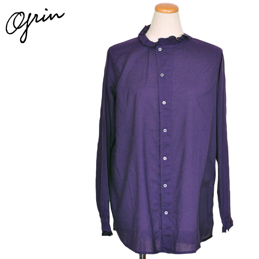 樂天商城 - grin グリン シャツ ブラウス 100/2ボイル フリルロングシャツ 8254T-016 サイズ2 Mサイズ レディース