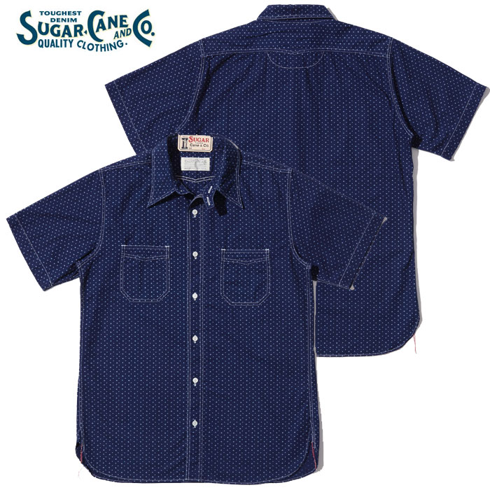 シュガーケーン SUGAR CANE シャツ SC38702 FICTION ROMANCE 4.5oz. INDIGO CASINO STRIPE WORK SHIRT SHORT SLEEVE