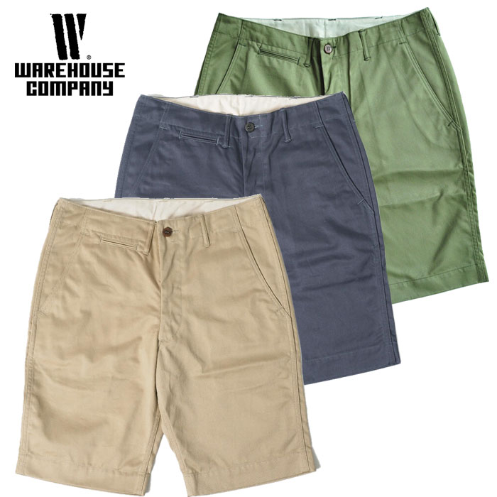 WAREHOUSE ウエアハウス チノショーツ Lot 1204 CHINO SHORTS ウエポン ベージュ/グレー/グリーン ハーフパンツ メンズ