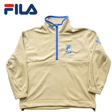 フィラ ヘリテージ FILA フリースジャケット Haif zip jacket FM9678 ベージュ M-XL ロゴ メンズ ストリート スポーツ