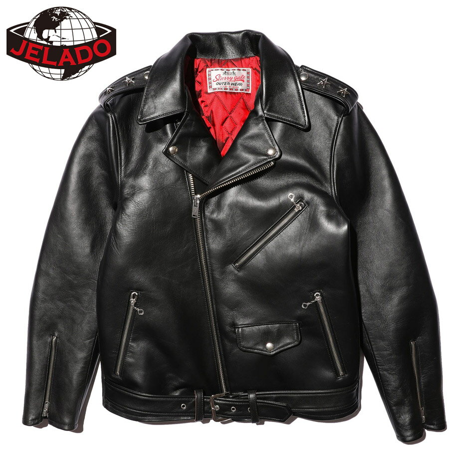 Leather Jacket - JELADO ジェラード レザージャケット ライダースジャケット Rebel Jacket Horse Hide Semi Aniline Finish Black エポレット有り SG83420