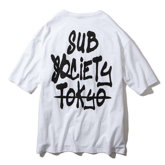 SUBCIETY サブサエティ Tシャツ DROP SHOULDER TEE-TAG- 白 黒 M-XL 102-40517 サブサエティー ストリート