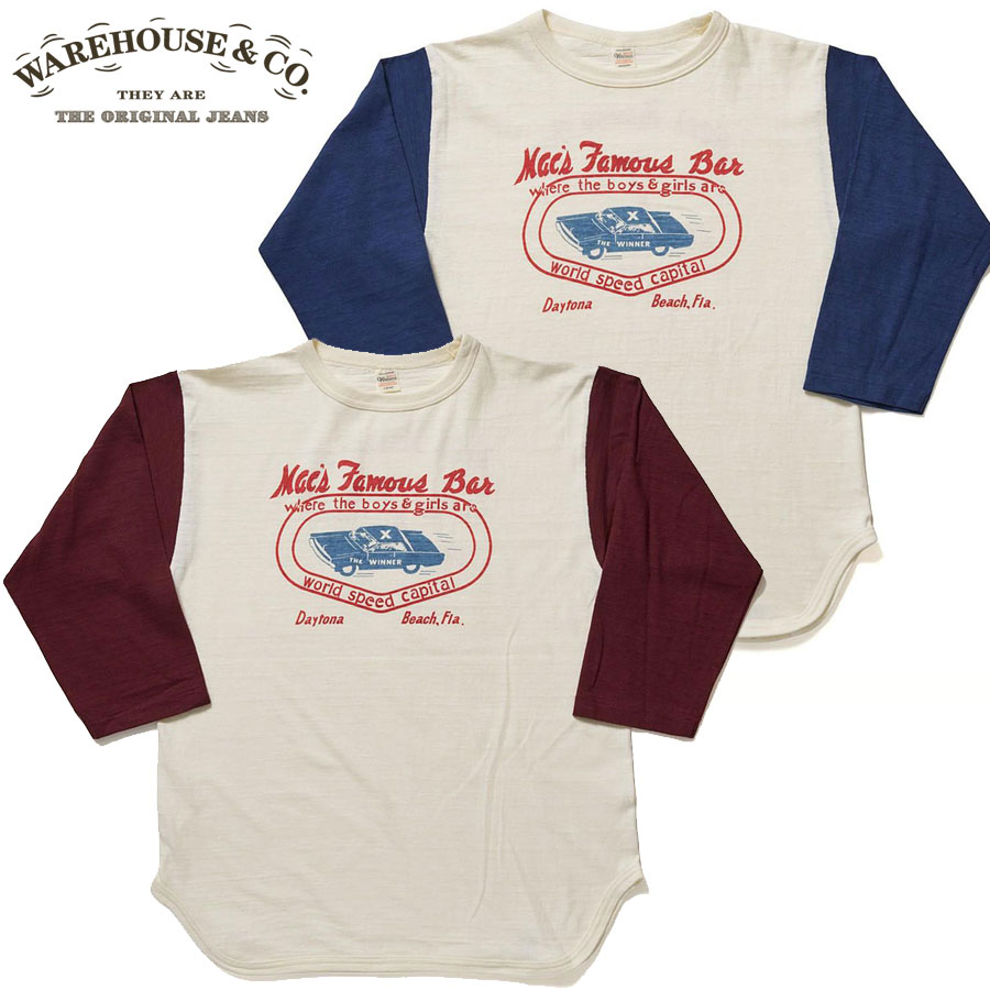 樂天商城 - WAREHOUSE ウエアハウス Tシャツ Lot 4800 7分袖ベースボールT MAC’S FAMOUS BAR アメカジ メンズ