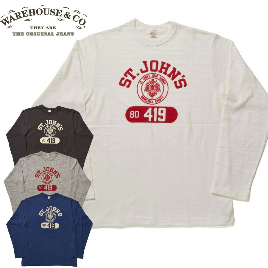 樂天商城 - ウエアハウス WAREHOUSE Tシャツ Lot 5906 長袖クルーネックT ST.JOHN'S ロンT メンズ アメカジ