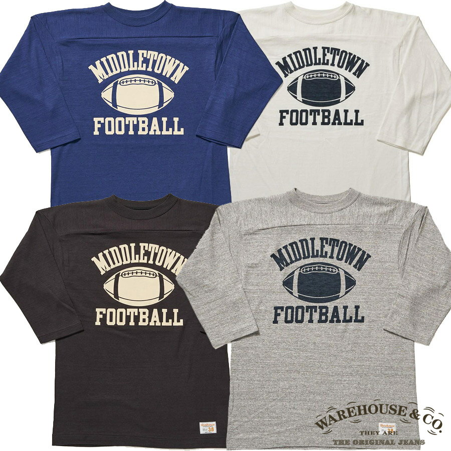 WAREHOUSE ウエアハウス Tシャツ Lot 4063 7分袖フットボールT MIDDLETOWN