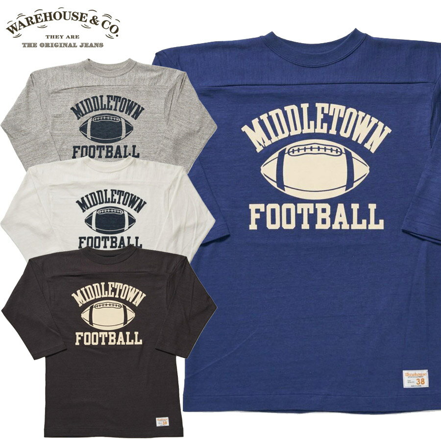 WAREHOUSE ウエアハウス Tシャツ Lot 4063 7分袖フットボールT MIDDLETOWN