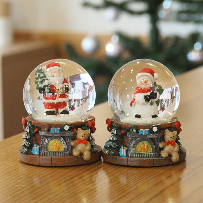 Rakuten - スノードーム ファイヤープレイス クリスマ サンタ スノーマン 丸和貿易
