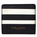 マークジェイコブス 財布（レディース） マークバイマークジェイコブス コンパクト財布 MARC BY MARC JACOBS レディース コーティングキャンパス レザー ボーダー ミニ コンパクト財布 ブラック×ホワイト【訳あり】M0011764【ブランド 新品 送料無料 誕生日 記念日 お祝い プレゼント 正規 人気 レディース 】