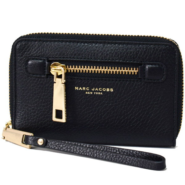 マークジェイコブス 長財布 MARC JACOBS レザー フォン ウォレット リストレット iPhone 財布 ブラック×ゴールド M0008455【ブランド 新品 送料無料 誕生日 記念日 お祝い プレゼント 正規 】