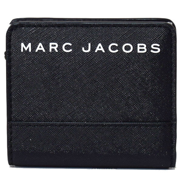 マークジェイコブス 財布（レディース） マークジェイコブス コンパクト財布 MARC JACOBS サフィアーノレザー ロゴ ミニ 二つ折り コンパクト財布 ブラック M0015164【ブランド 新品 送料無料 正規 誕生日 記念日 お祝い プレゼント 人気 安心 保証 ギフト 10倍 OUTLET 包装 即日発送 代引無料】