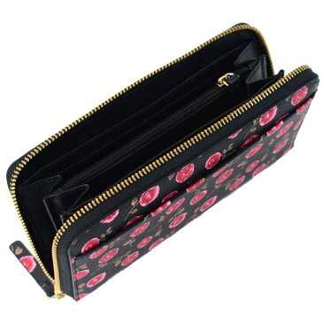 ケイトスペード 財布 katespade コーティング レザー ローズ バラ 花柄 フローラル ジップ アラウンド 長財布 ブラックマルチ 5058【ブランド 新品 送料無料 誕生日 プレゼント 正規 人気 レディース 安心 保証 包装 即日発送 代引無料 】