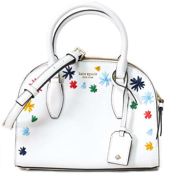 ケイトスペード バッグ katespade サフィアーノレザー レイリー ラフィア 花柄 フラワー フローラル 刺繍 ミディアム ドーム型 サッチェル 2way ショルダー ハンドバッグ ブライトホワイト WKRU5895【ブランド 新品 送料無料 正規 ギフト OUTLET 包装 即日発送 代引無料】のサムネイル