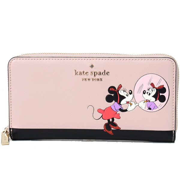 ケイトスペード 財布 katespade グレインレザー ディズニー コラボ ミニーマウス ラメ ラージ コンチネンタル ジップ アラウンド 長財布 ペールベラムマルチ WLR00284【ブランド 新品 送料無料 正規 人気 安心 保証 10倍 OUTLET 即日発送 代引無料】