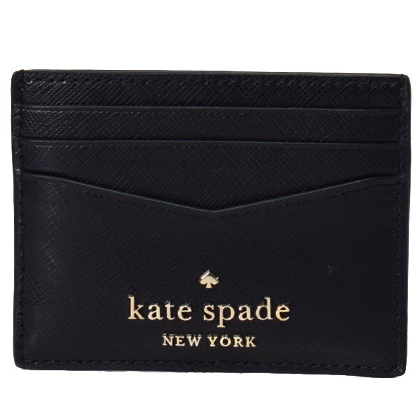 ケイト・スペード ニューヨーク ケイトスペード カードケース katespade サフィアーノレザー ステイシー ロゴ スモール スリム カードホルダー 名刺入れ 定期入れ パスケース ブラック WLR00129【ブランド 新品 送料無料 正規 保証 10倍 OUTLET 即日発送 代引無料】