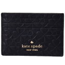 ケイト・スペード ニューヨーク パスケース ケイトスペード カードケース katespade レザー ホリー スペード クローバー ジオ エンボス 型押し スモール スリム カードホルダー 名刺入れ 定期入れ パスケース ブラック WLRU6154【ブランド 新品 送料無料 正規 保証 10倍 OUTLET 即日発送 代引無料】