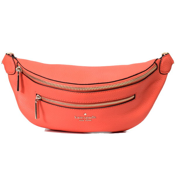 ケイトスペード バッグ katespade ぺブルレザー レイラ ロゴ ベルトバッグ 2way ワンショルダー バックパック ウエスト ボディバッグ コーラルバッズ WKR00306【ブランド 新品 送料無料 正規 人気 保証 10倍 OUTLET 即日発送 代引無料】