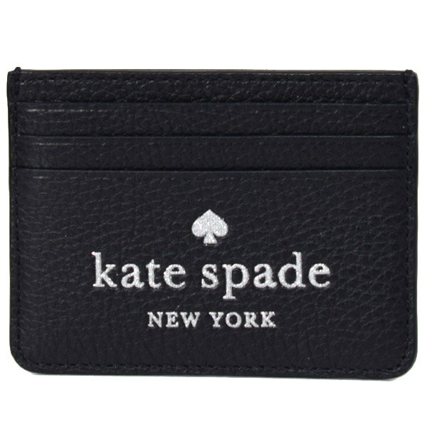 ケイト・スペード ニューヨーク ケイトスペード カードケース katespade ぺブルレザー グリッター ラメ ロゴ スモール スリム カードホルダー 名刺入れ 定期入れ パスケース ブラック K4706【ブランド 新品 送料無料 正規 保証 10倍 OUTLET 即日発送 代引無料】