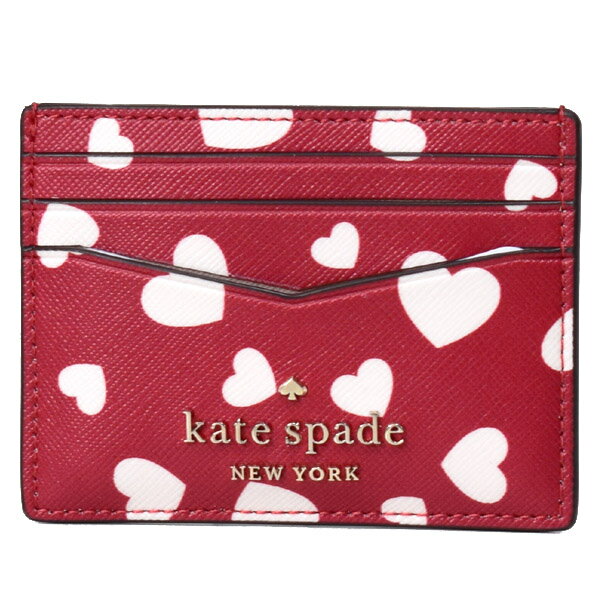 ケイト・スペード ニューヨーク ケイトスペード カードケース katespade PVC レザー ハート ポップ プリント ロゴ スモール スリム カードホルダー 名刺入れ 定期入れ パスケース レッドマルチ K5107【ブランド 新品 送料無料 誕生日 正規 人気 安心 保証 即日発送 アウトレット】