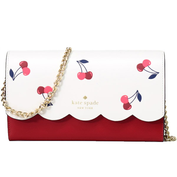 ケイトスペード　ポシェット ケイトスペード 長財布 katespade レザー チェリー さくらんぼ 2way チェーン ショルダー フラップ 長財布 クリームマルチ K6148【ブランド 新品 送料無料 誕生日 プレゼント 正規 人気 レディース 安心 保証 アウトレット ギフト】