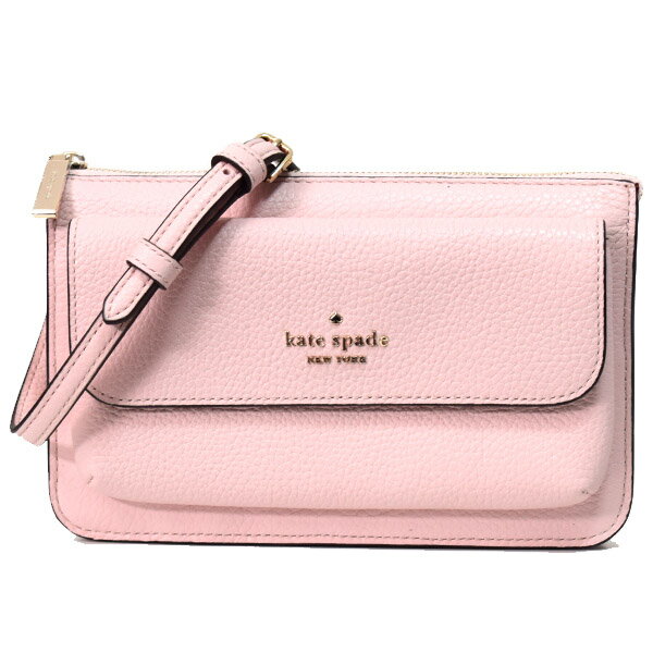 ケイトスペード　ポシェット ケイトスペード バッグ katespade レザー レイラ ロゴ フラップ クロスボディ 斜めがけ 2WAY ウォレット クラッチ ショルダーバッグ ローズスモーク K8284【ブランド 新品 送料無料 正規 人気 安心 保証 ギフト 10倍 OUTLET 誕生日 プレゼント】