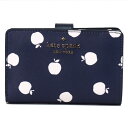 楽天ブランド専門店 パイクストリートケイトスペード 財布 katespade PVC ステイシー りんご リンゴ 林檎 アップル プリンテッド ミディアム コンパクト 二つ折り コンパクト財布 ブレザーブルー K8304【ブランド 新品 送料無料 正規 人気 安心 アウトレット 誕生日 ギフト プレゼント】